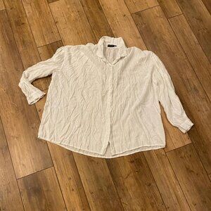 PRETTYLITTLETHING PLUS Size Collared White Tunic Top Blouse Long Sleeve Sz 6 US